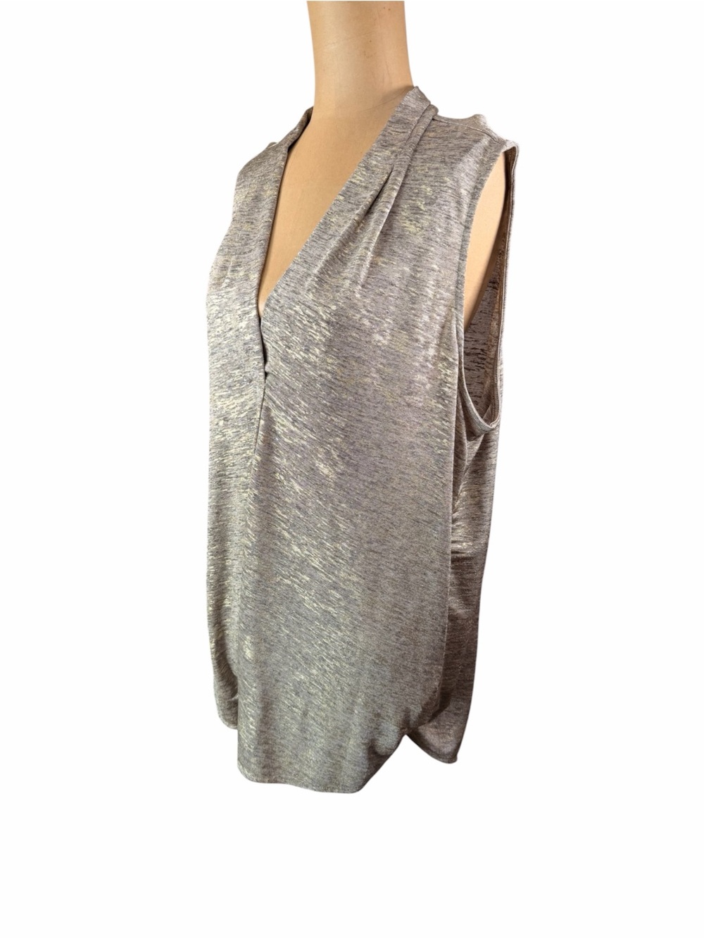 CALVIN KLEIN Sleeveless V-Neck Metallic Sheen Tank Top